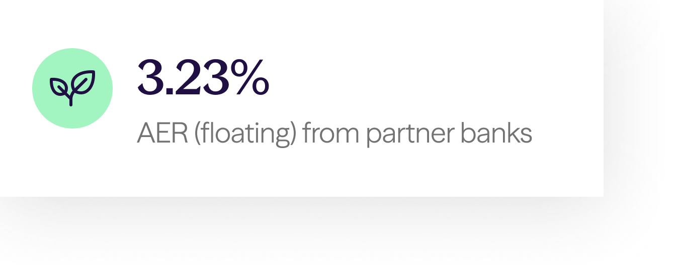 Sidekick savings card showing 3.23% AER floating rate from partner banks